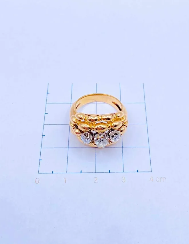 Superbe bague Vintage Or Rose & Diamants