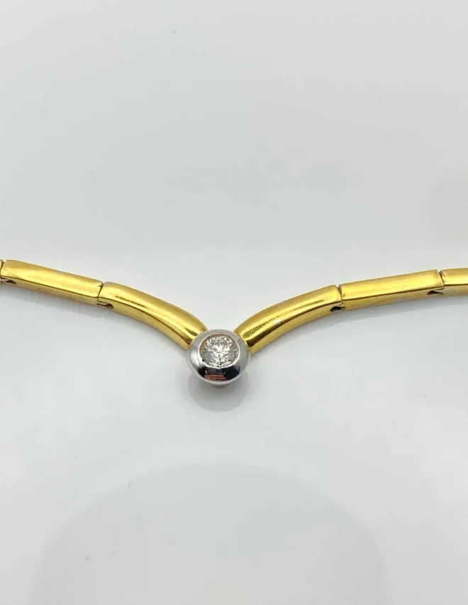 Collier Vintage Or & Diamant Solitaire