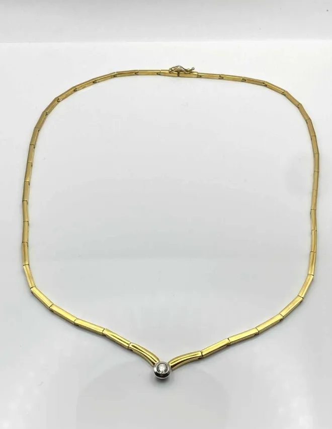 Collier Vintage Or & Diamant Solitaire