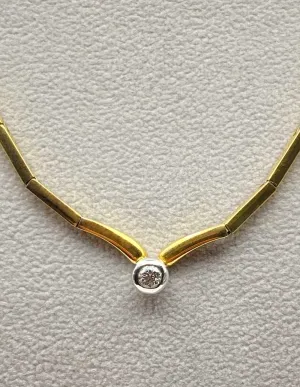 Collier Vintage Or & Diamant Solitaire 2