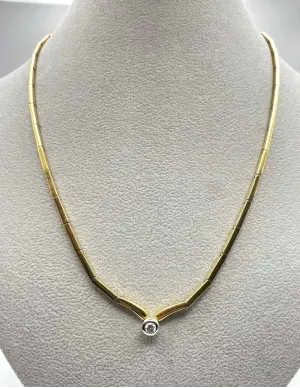 Collier Vintage Or & Diamant Solitaire
