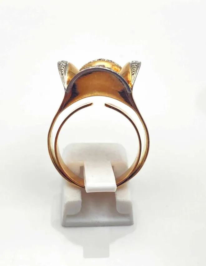 Bague Chevalière Vintage Or, Platine & Diamants