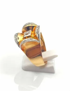 Bague Chevalière Vintage Or, Platine & Diamants 2