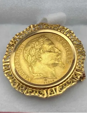 Broche / Pendentif Pièce Or Napoléon Montée