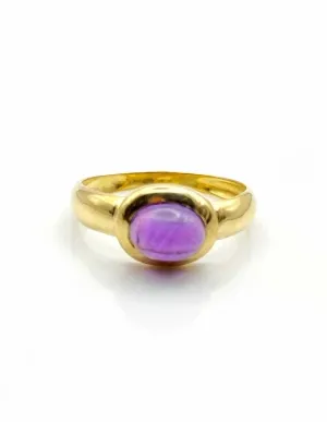 Bague Or Jaune Cabochon Amethyste