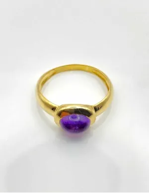 Bague Or Jaune Cabochon Amethyste 2
