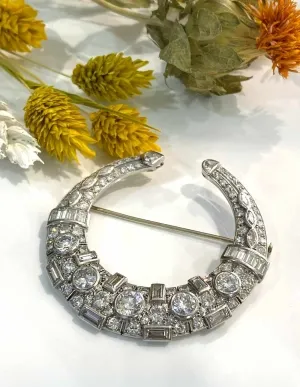 Broche Platine, Or Blanc & Diamants