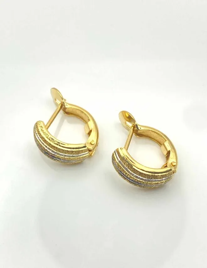 Boucles d'Oreilles Or Jaune & Or Blanc