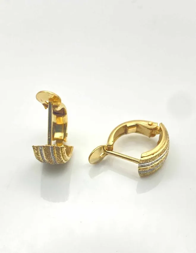 Boucles d'Oreilles Or Jaune & Or Blanc