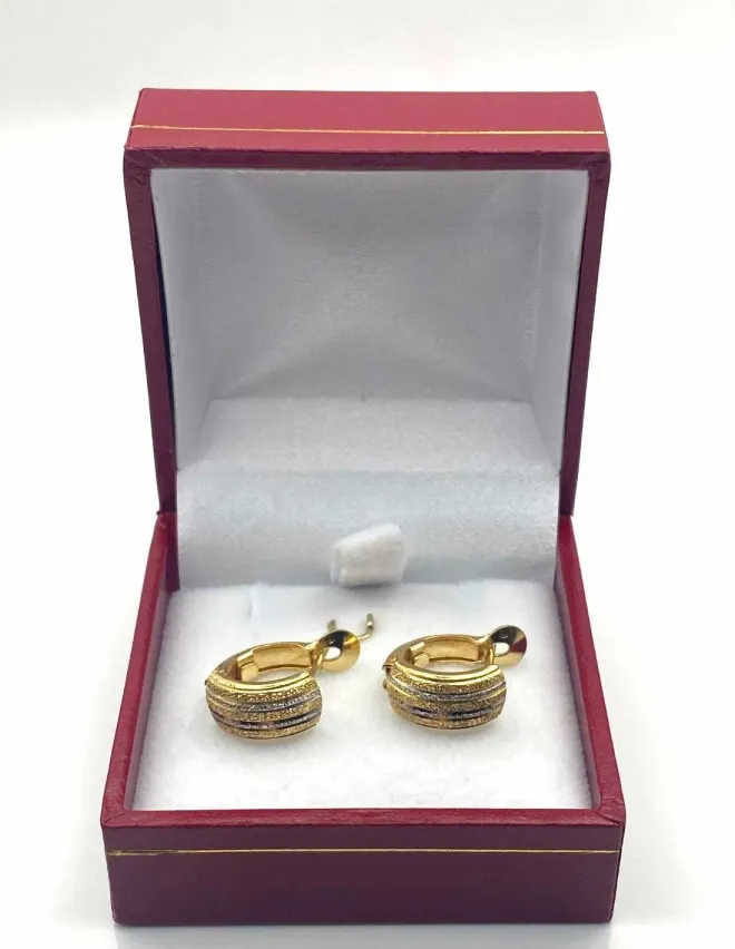 Boucles d'Oreilles Or Jaune & Or Blanc