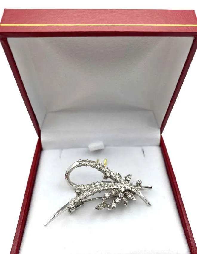 Broche Or Blanc & Diamants