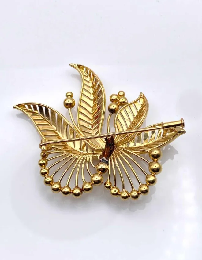 Broche Vintage Or Jaune & Diamants