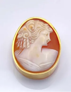 Broche Camée Vintage Or Jaune