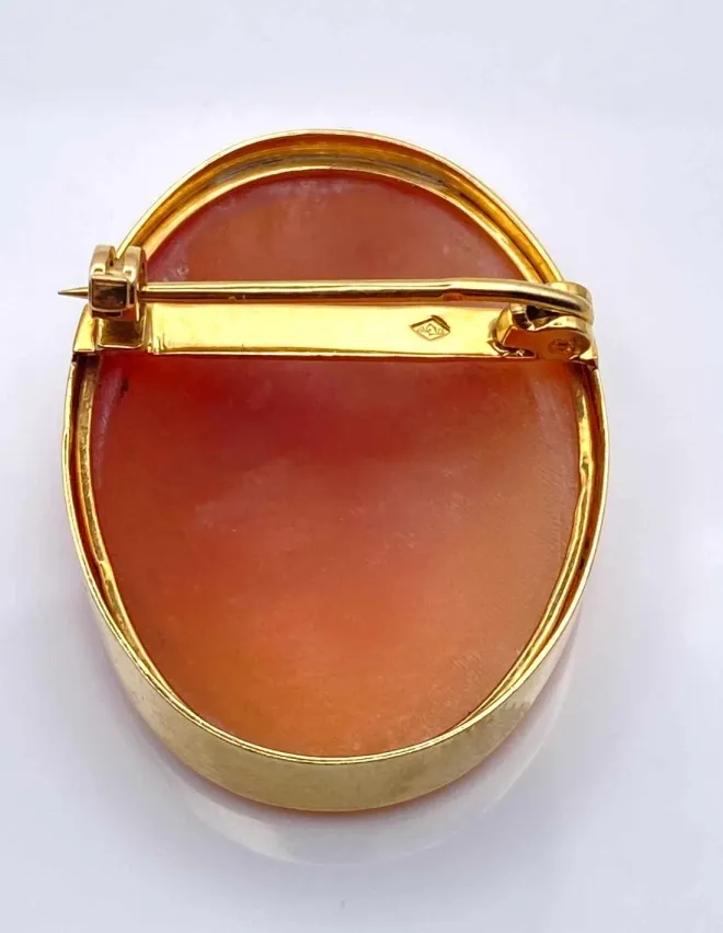 Broche Camée Vintage Or Jaune