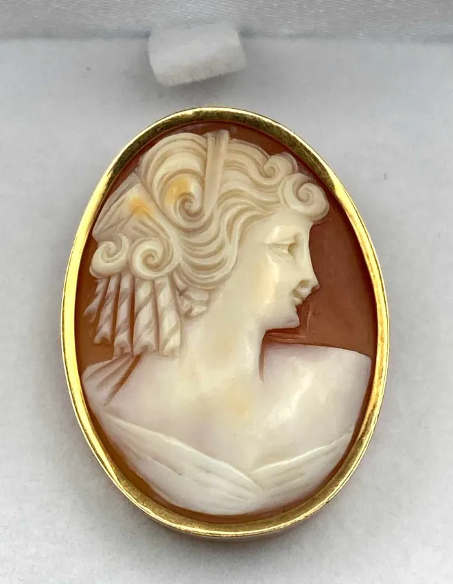 Broche Camée Vintage Or Jaune