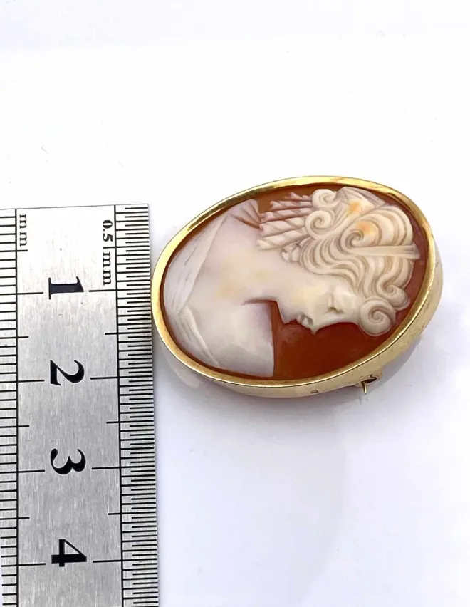 Broche Camée Vintage Or Jaune