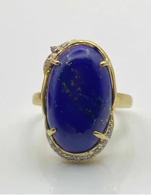 Bague Ancienne Or Jaune, Lapis-Lazuli & Diamants