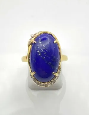 Bague Ancienne Or Jaune, Lapis-Lazuli & Diamants 2