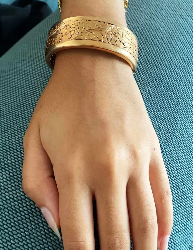 Bracelet Jonc Ouvrant Vintage Ciselé Or
