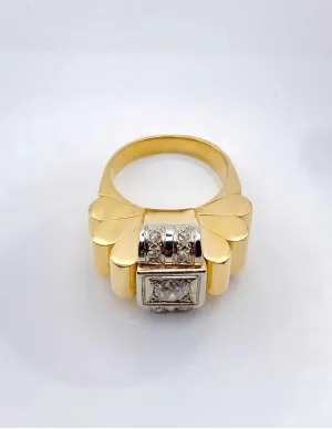 Bague Tank Vintage Or, Platine & Diamants 2