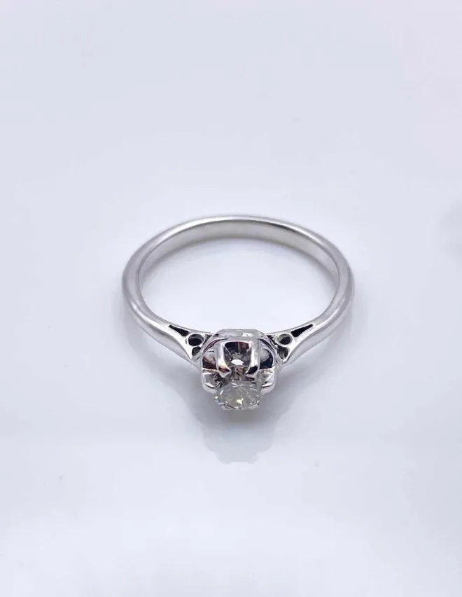 Bague Or Blanc Solitaire Diamant