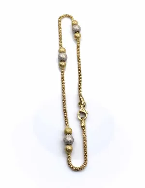 Bracelet Perles d'Or 18K & Maille Popcorn 2