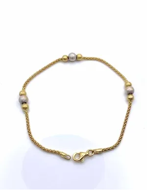 Bracelet Perles d'Or 18K & Maille Popcorn