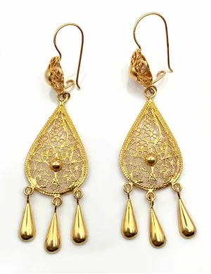 Boucles d'Oreilles Filigrane Or Jaune 2