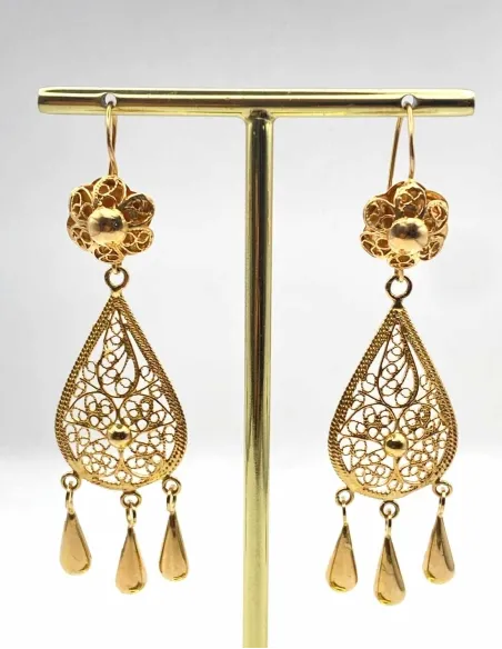 Boucles d'Oreilles Filigrane Or Jaune