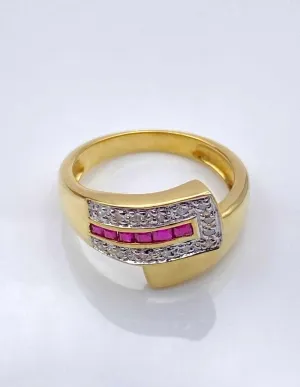 Bague Ceinture Or, Rubis & Diamants