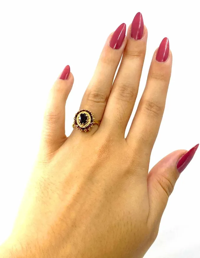 Bague Marguerite Or Jaune & Grenats