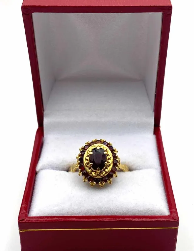 Bague Marguerite Or Jaune & Grenats