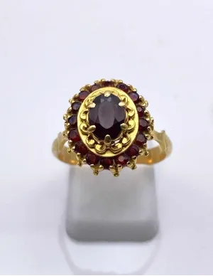 Bague Marguerite Or Jaune & Grenats 2