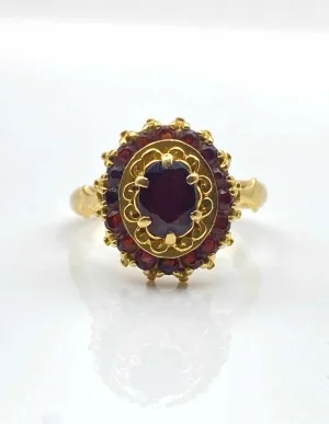 Bague Marguerite Or Jaune & Grenats