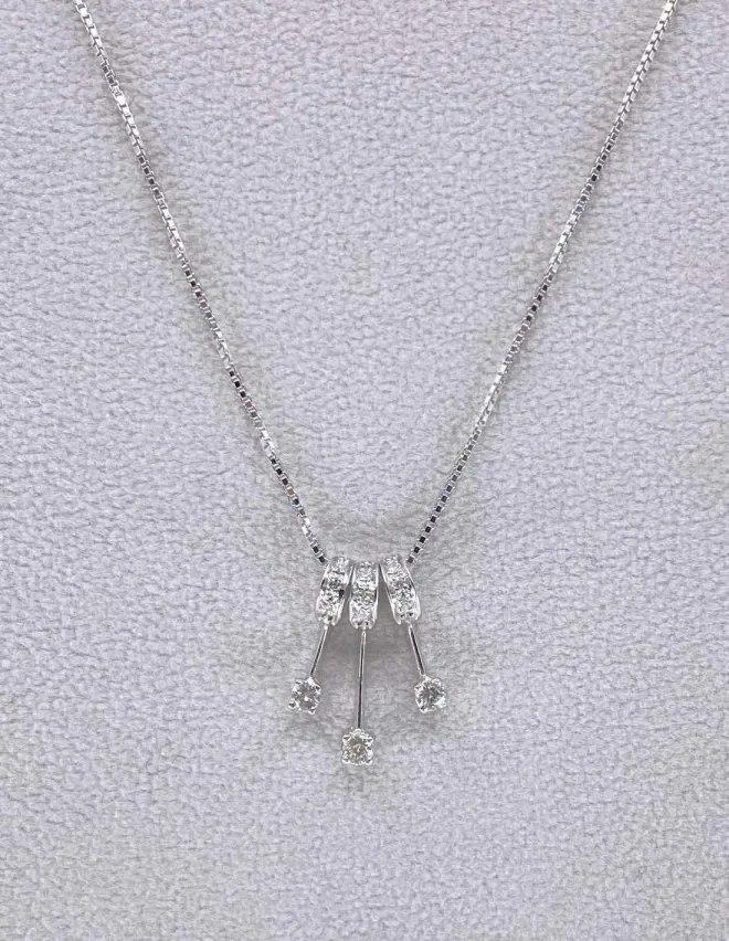 Collier Or Blanc & Pampilles Diamants