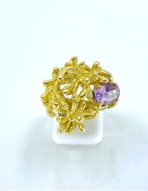 Bague de Créateur Or Jaune & Amethyste