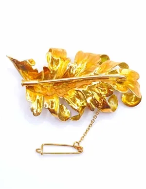 Broche Feuille Vintage Or et Diamants 2