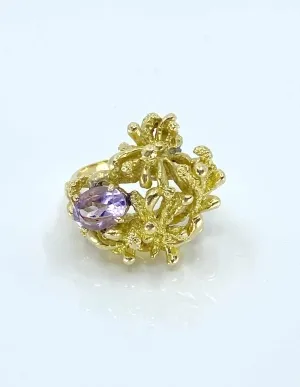 Bague de Créateur Or Jaune & Amethyste 2