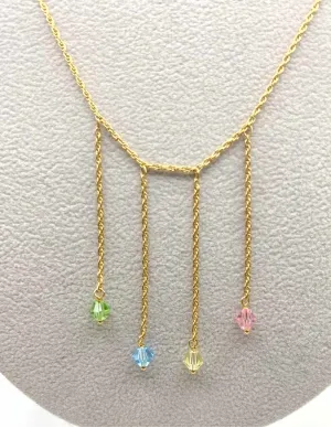 Collier Or Jaune Pendants Perles de Verre