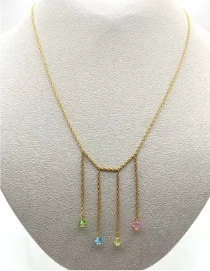 Collier Or Jaune Pendants Perles de Verre 2