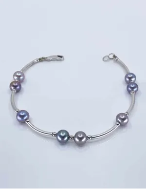Bracelet Or Gris & Perles d'Eau Douce