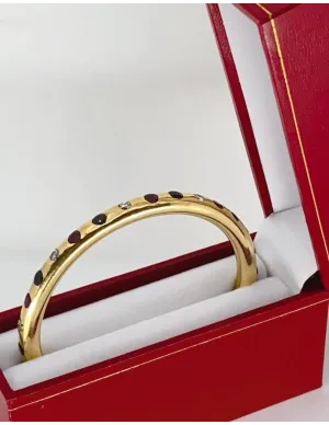 Bracelet Jonc Massif Or Diamants, Rubis & Saphirs
