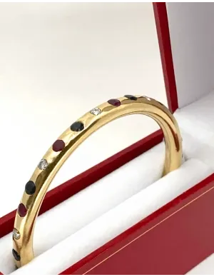 Bracelet Jonc Massif Or Diamants, Rubis & Saphirs 2