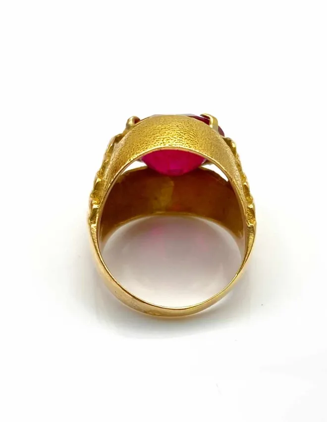 Bague Vintage Originale Or Jaune & Rubis Verneuil