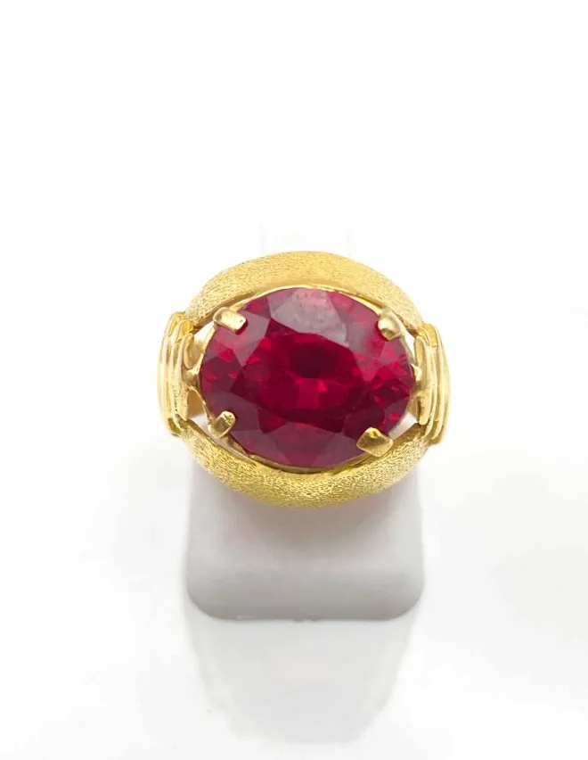 Bague Vintage Originale Or Jaune & Rubis Verneuil