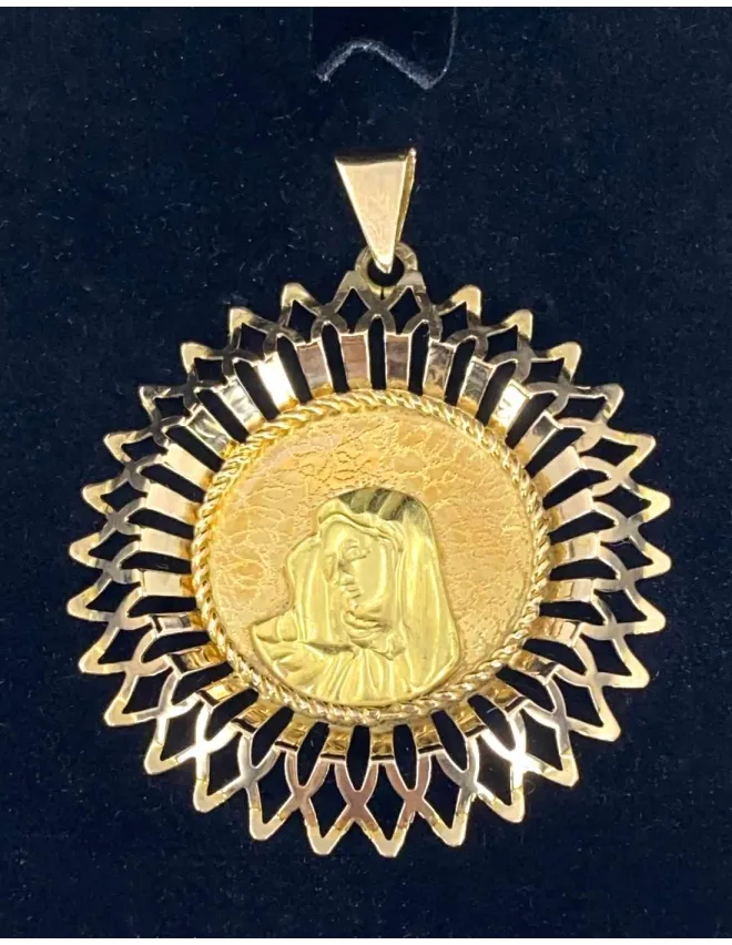 Pendentif Vintage Vierge Rayonnante Or Jaune