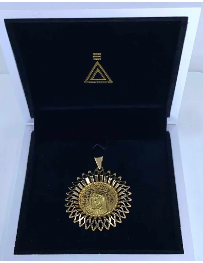 Pendentif Vintage Vierge Rayonnante Or Jaune