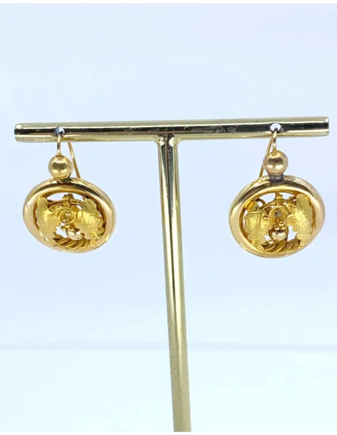 Boucles d'Oreilles Créoles Chenilles Vintage en Or Jaune