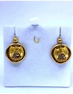 Boucles d'Oreilles Créoles Chenilles Vintage en Or Jaune 2