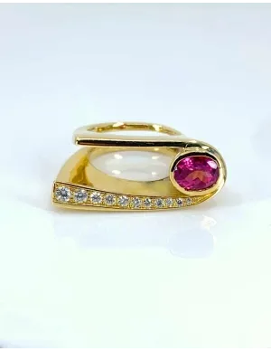 Bague Créateur Or, Saphir Rose & Diamants